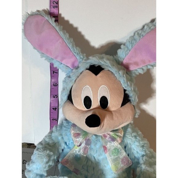 Disney Mickey Mouse Blue Bunny Plush 19" Easter Texture Fabric Material - Picture 7 of 16